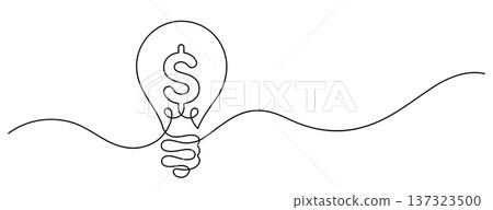 light bulb dollar sign currency financial literacy one line drawing light bulb dollar sign currency financial literacy one line drawing 137323500