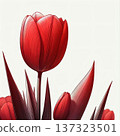 單朵紅色鬱金香特寫插圖 137323501