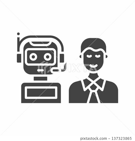 Human AI collaboration icon. Suitable for mobile apps, web apps and print media. Human AI collaboration icon. Suitable for mobile apps, web apps and print media. 137323865