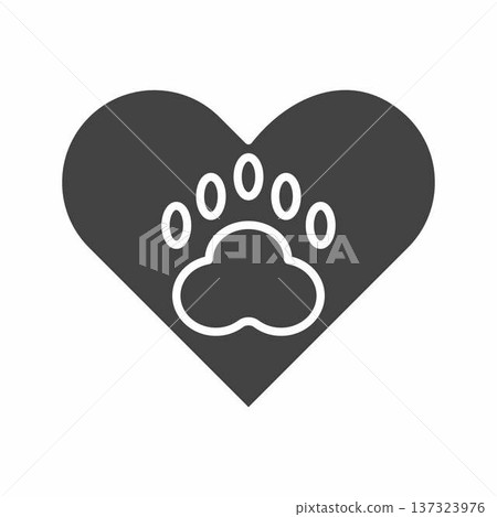 Heart with paw icon. Suitable for mobile apps, web apps and print media. Heart with paw icon. Suitable for mobile apps, web apps and print media. 137323976