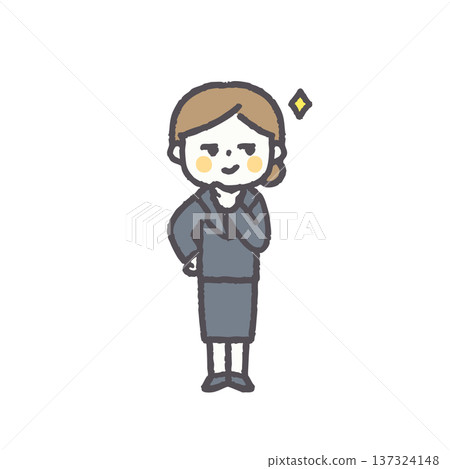 辦公室職業女性，各種面部表情和姿勢 137324148