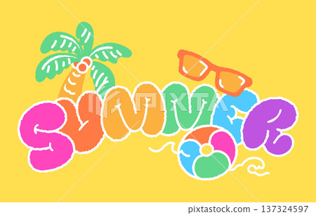 summer hand drawn lettering design banner summer hand drawn lettering design banner 137324597