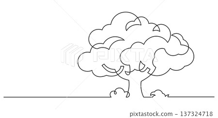 continuous line drawing of tree illustration continuous line drawing of tree illustration 137324718