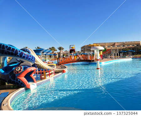 Children's swimming pool with water slides 137325044