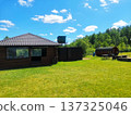 Wooden gazebo for relaxing summer getaway 137325046