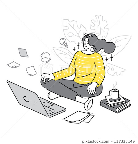 woman characters at workplace wellness concept illustration 137325149