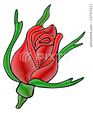 Rose bud tattoo. Flora element. Garden flower Rose bud tattoo. Flora element. Garden flower 137325211