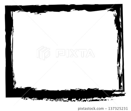 Rough texture border. Grunge ink edge frame 137325231