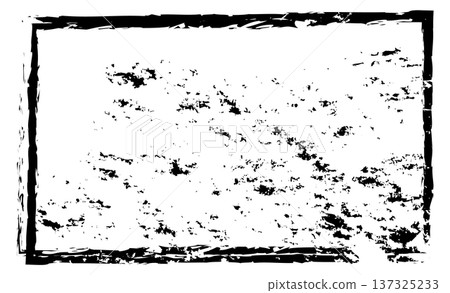 Distressed texture black paint frame. Grunge style 137325233