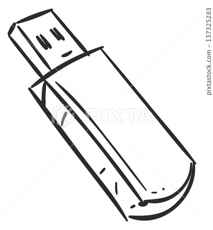 Usb flash drive sketch. Portable storage icon Usb flash drive sketch. Portable storage icon 137325283