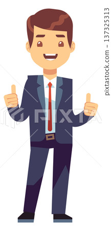 Happy businessman with thumbs up hand gesture cartoon icon 137325313