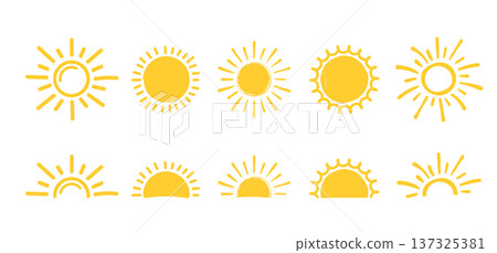Hand Drawn Sun Icons Set Hand Drawn Sun Icons Set 137325381