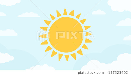 Sun with Clouds on Blue Sky Background 137325402