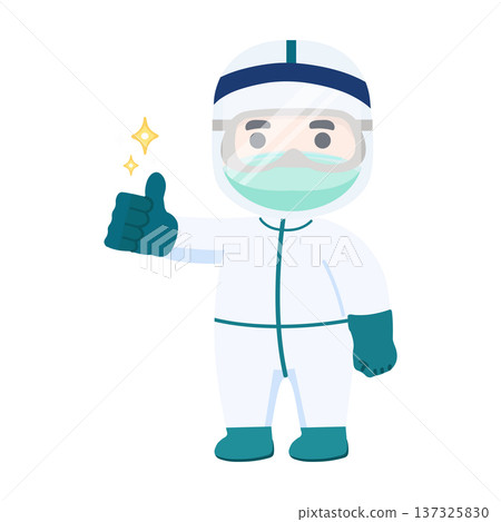 Healthcare Worker In Hazmat Suit Giving Thumbs Up Healthcare Worker In Hazmat Suit Giving Thumbs Up 137325830
