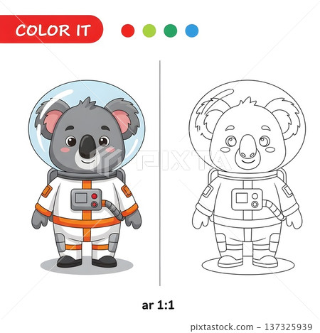 Adorable Koala Astronaut Space Adventure Coloring Book Page 137325939
