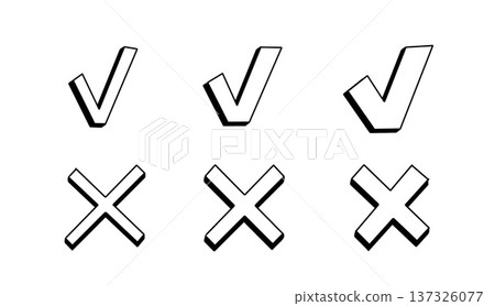 Check marks hand drawn doodle vector set. Check marks hand drawn doodle vector set. 137326077