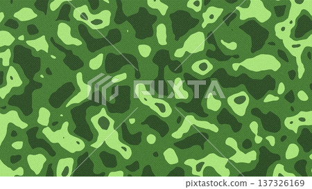 Green Military Camouflage Pattern with Organic Blob Shapes on Canvas Texture. 3D rendering illustration Green Military Camouflage Pattern with Organic Blob Shapes on Canvas Texture. 3D rendering illustration 137326169