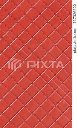 Vibrant Red Quilted Leather Texture Background with Diamond Stitch Pattern Macro Illustration Vibrant Red Quilted Leather Texture Background with Diamond Stitch Pattern Macro Illustration 137326200