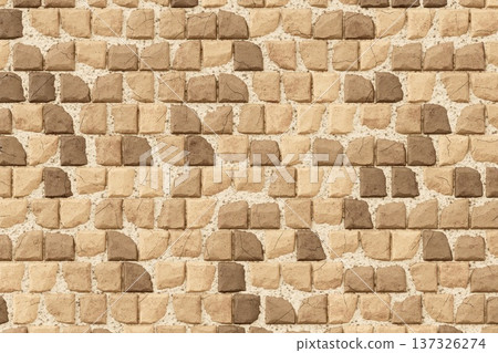 Rustic irregular stone mosaic pattern background in brown and beige tones for natural wall texture Rustic irregular stone mosaic pattern background in brown and beige tones for natural wall texture 137326274