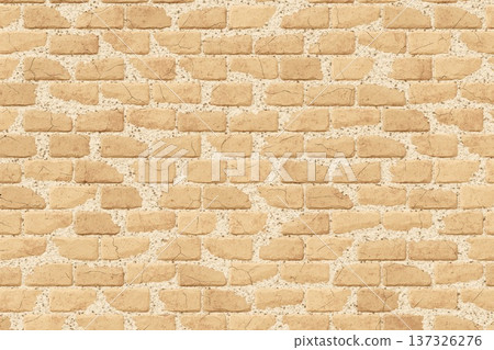 Classic weathered beige brick wall texture background for industrial loft style interior and exterior design 137326276