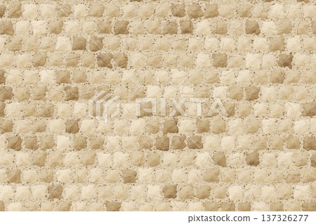 Textured brown and beige square tile pattern background for rustic interior wall and floor design 137326277