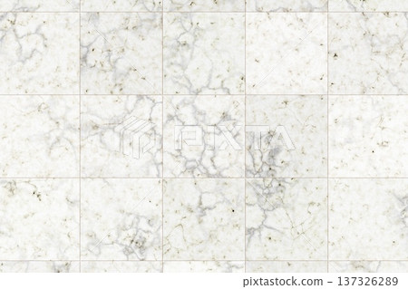 White marble square tile grid texture 137326289