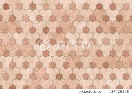 Warm peach and pink stone hexagonal tile texture for elegant and soft interior design backgrounds Warm peach and pink stone hexagonal tile texture for elegant and soft interior design backgrounds 137326298