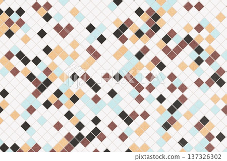 Modern white diagonal square tile background with orange and brown accents for minimalist design Modern white diagonal square tile background with orange and brown accents for minimalist design 137326302