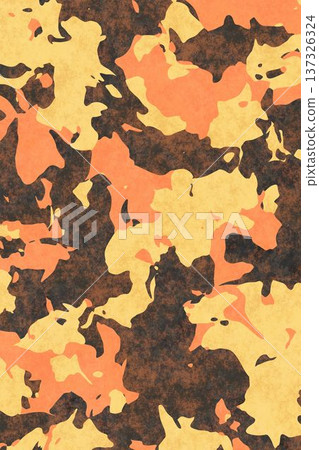 Camouflage pattern texture with orange yellow and dark brown spots for military design. Camouflage pattern texture with orange yellow and dark brown spots for military design. 137326324