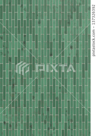 Stylish green brick wall texture with horizontal linear tiles for vibrant architectural interior and exterior design. Stylish green brick wall texture with horizontal linear tiles for vibrant architectural interior and exterior design. 137326392
