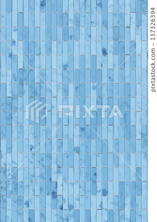 Light blue brick wall texture with horizontal tiles and marble veins for modern decorative architectural backdrop. 137326394