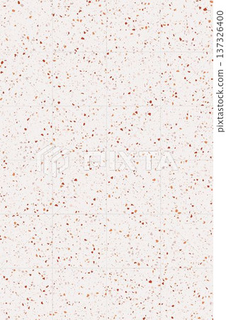 Warm white terrazzo floor texture background with orange and brown granite stone flecks pattern tiles. Warm white terrazzo floor texture background with orange and brown granite stone flecks pattern tiles. 137326400