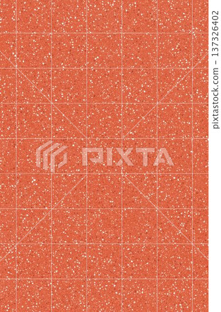 Terracotta red terrazzo floor tiles texture background with small white granite stone flecks pattern. Terracotta red terrazzo floor tiles texture background with small white granite stone flecks pattern. 137326402