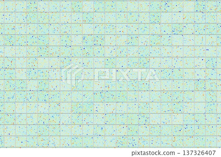 Light blue terrazzo mosaic tiles background with colorful stone chips and geometric grid pattern for flooring. Light blue terrazzo mosaic tiles background with colorful stone chips and geometric grid pattern for flooring. 137326407