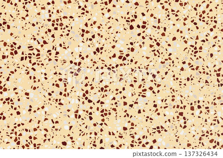 Classic terrazzo flooring texture with red and brown chips on light beige background. Classic terrazzo flooring texture with red and brown chips on light beige background. 137326434
