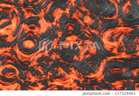 Hot molten lava flow texture with glowing orange magma and cooling black volcanic rock. Hot molten lava flow texture with glowing orange magma and cooling black volcanic rock. 137326461