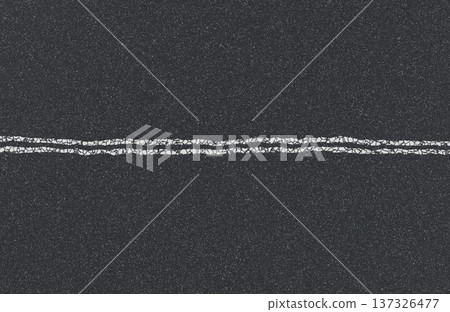Top View of Dark Asphalt Road Surface with Double Solid White Lines. Top View of Dark Asphalt Road Surface with Double Solid White Lines. 137326477