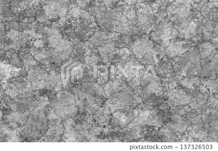 Weathered Grey Concrete Surface with Cracks and Rough Aged Stone Texture Background. 137326503