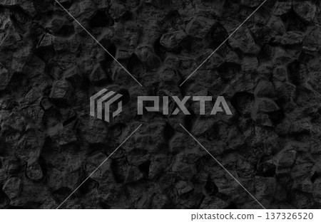 Large black stone rock texture background with coarse uneven surface for natural mountain cliff effect. 137326520