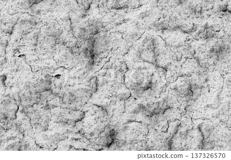 Rough white plaster wall texture background with uneven surface and subtle shadow details. 137326570