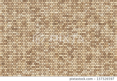 Small ceramic brick wall texture with beige and brown geometric mosaic pattern design. Small ceramic brick wall texture with beige and brown geometric mosaic pattern design. 137326597
