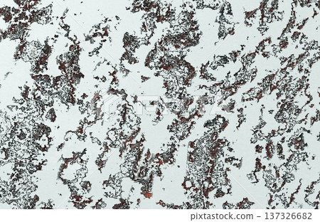 Abstract white background with dark rusty distressed metallic corrosion texture pattern. 137326682