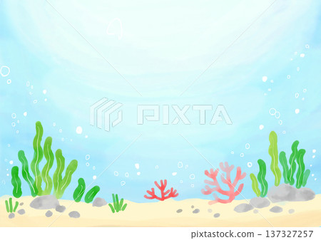 Hand-drawn sea illustration background frame material Hand-drawn sea illustration background frame material 137327257