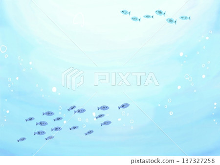 手繪海洋插畫背景架構素材 手繪海洋插畫背景架構素材 137327258