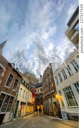 Aachen, North Rhine-Westphalia , Germany, August 23rd, 2025, Solitary wanderer along ancient stone Aachen, North Rhine-Westphalia , Germany, August 23rd, 2025, Solitary wanderer along ancient stone 137327439