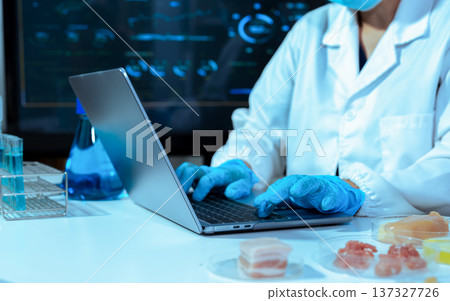 Control experts inspect the concentration of chemical residues. hazards, standard, find prohibited substances, contaminate. Control experts inspect the concentration of chemical residues. hazards, standard, find prohibited substances, contaminate. 137327726