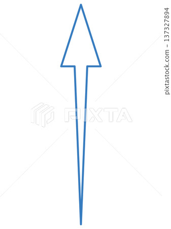 一個藍色的、細長的向上箭頭輪廓，象徵著上升和成長、商業成功和進步。 137327894