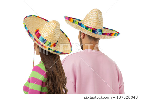 Cinco de Mayo, Couple in sombreros celebrates together, PNG Cinco de Mayo, Couple in sombreros celebrates together, PNG 137328048
