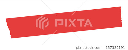 Illustration of roughly torn red tape/masking tape/sticker by hand - Simple decorative parts material Illustration of roughly torn red tape/masking tape/sticker by hand - Simple decorative parts material 137329191