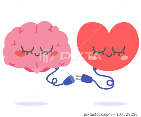 Heart and Brain Connected by Plug Emotional Intelligence Concept 137329255